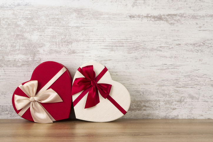 Valentine’s Day Gifts Against Rustic Background Valentine's Day Gifts Against Rustic Background