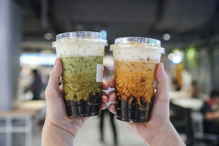 Matcha Green tea and Thai Tea Bubble drinks.